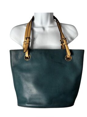 MICHAEL Michael Kors Teal Leather Shoulder Bag with Tan Adjustable Straps